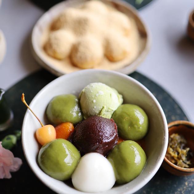 今日は宇治白玉クリームあんみつです